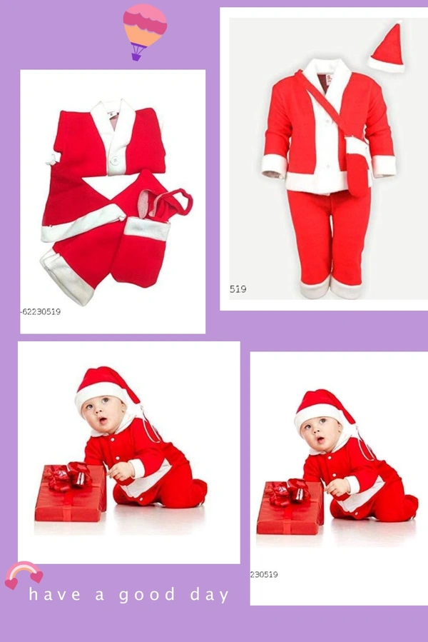 Santa Claus Dress for New Born Baby Girl & Baby Boy - Size 0, Age 0 To 6 Months