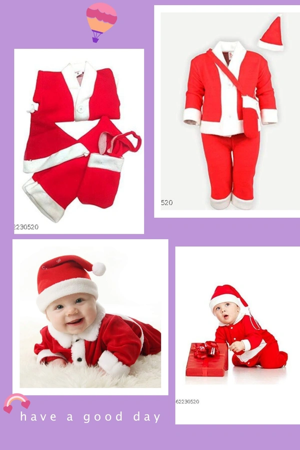 Santa Claus Dress for New Born Baby Girl & Baby Boy - Size 3, Age 2 Years To 3 Years