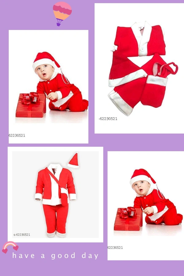 Santa Claus Dress for New Born Baby Girl & Baby Boy - Size 1, Age 6 To 12 Months
