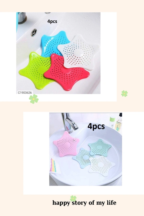 Silicone Star Shaped Sink Filter/Trap - L x B in cm: 13 cm x 13 cm, PACK OF 4