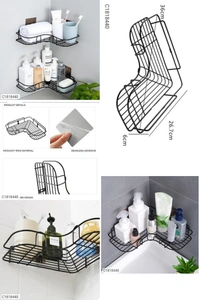 Multipurpose Stainless Steel Storage Shelf For Kitchen & Bathroom (Pack of 1) - BLACK, L x B x H: 36 x 26.7 x 6 cm