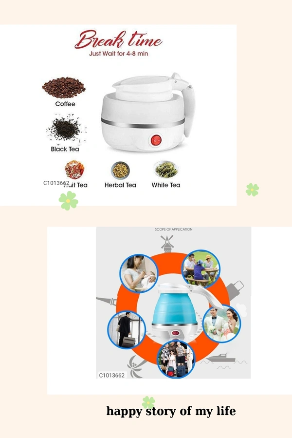 Silicone Foldable Electric Water Kettle ( 600 ml )