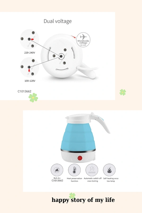 Silicone Foldable Electric Water Kettle ( 600 ml )