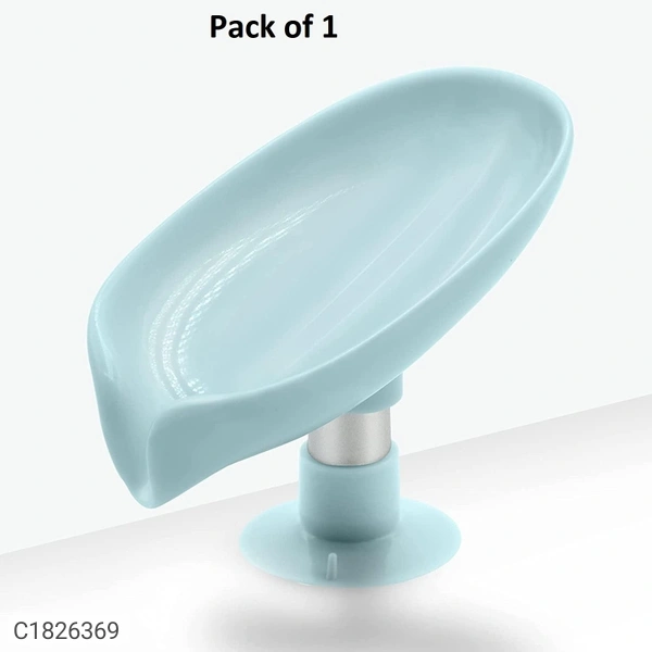Leaf Shape Self Draining Soap Holder With Suction Cup - PACK OF 1