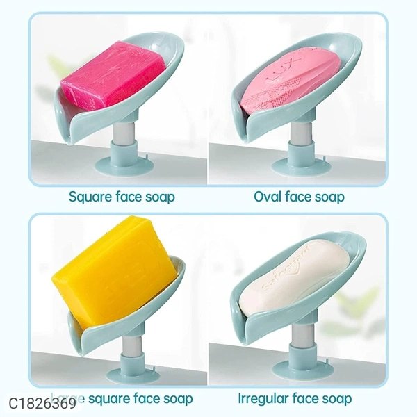 Leaf Shape Self Draining Soap Holder With Suction Cup - PACK OF 1