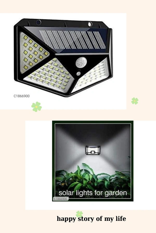 Automatic Motion Sensor Wireless Solar 100 LED Bright Night Light for Home, Garden, Outdoors, Terrace Security LED - 