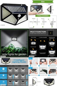 Automatic Motion Sensor Wireless Solar 100 LED Bright Night Light for Home, Garden, Outdoors, Terrace Security LED - 