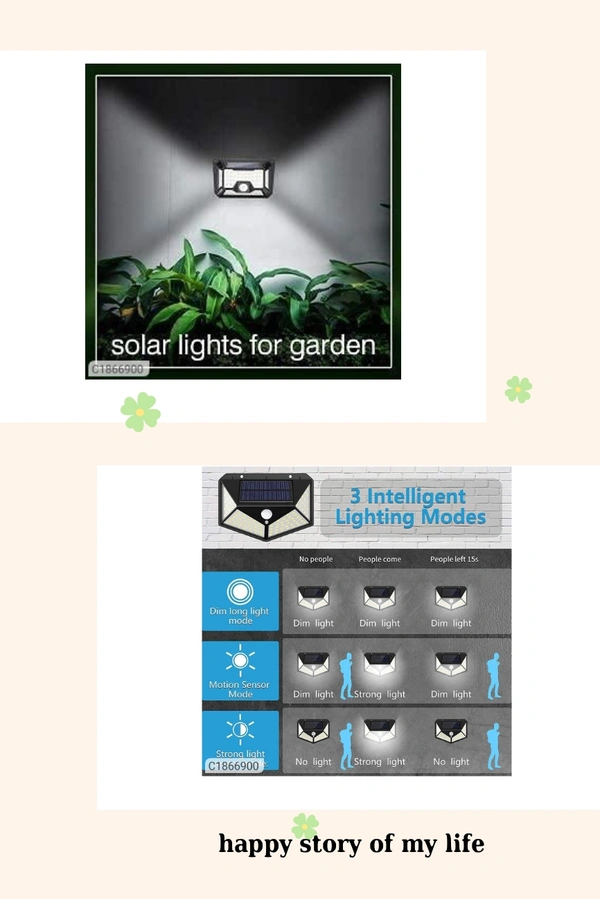 Automatic Motion Sensor Wireless Solar 100 LED Bright Night Light for Home, Garden, Outdoors, Terrace Security LED - 