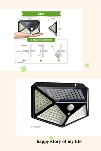 Automatic Motion Sensor Wireless Solar 100 LED Bright Night Light for Home, Garden, Outdoors, Terrace Security LED - 