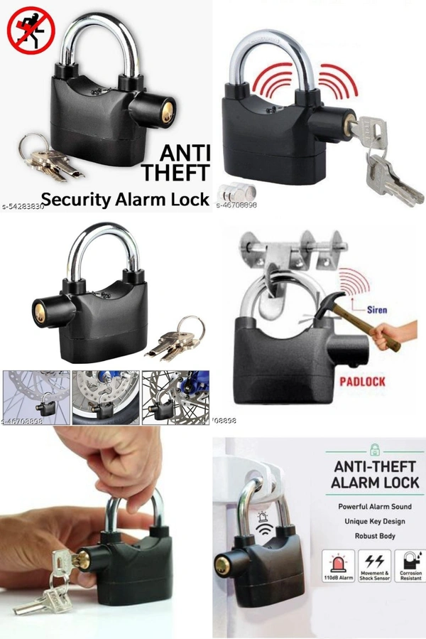 Alarm Lock/Padlocks - BLACK, LxBxH : 7 x 4 x 4 cm