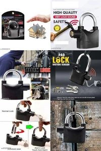 Alarm Lock/Padlocks - BLACK, LxBxH : 7 x 4 x 4 cm