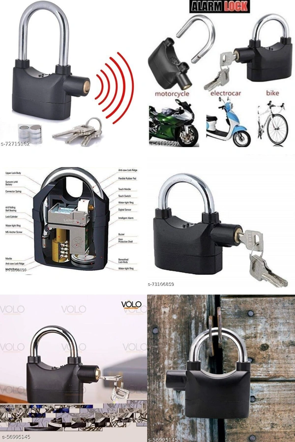 Alarm Lock/Padlocks - BLACK, LxBxH : 7 x 4 x 4 cm