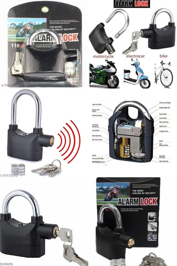 Alarm Lock/Padlocks - BLACK, LxBxH : 7 x 4 x 4 cm