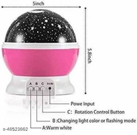 Rotating 360 Degree Moon Night Light Lamp Projector With Multi Colors & USB Cable