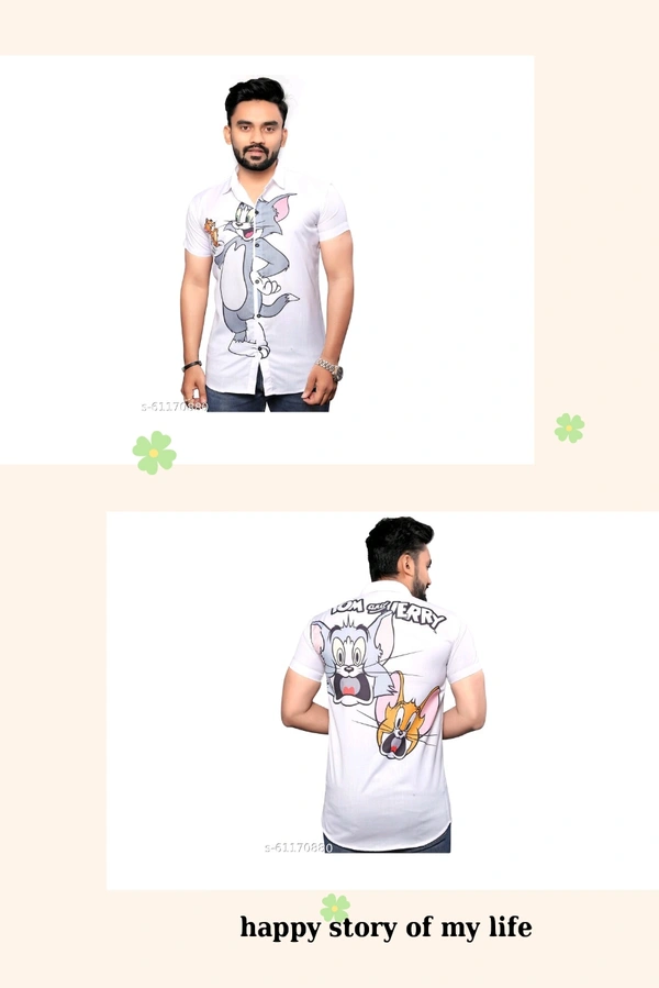 Tom & Jerry Half Sleeves Fancy Shirts for Men - TOM & JERRY 3, Medium