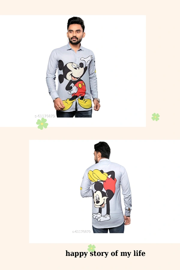 Mickey Mouse Fancy Cotton Shirts For Men - Medium