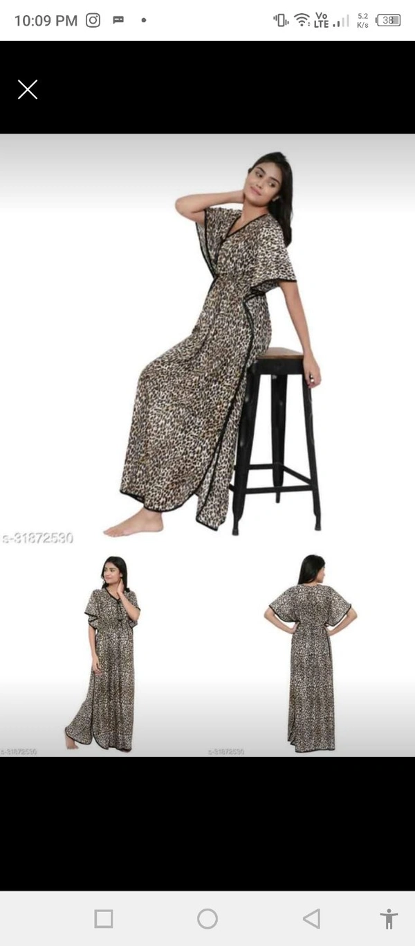 Tiger Print Women Night Gown Dress - Large