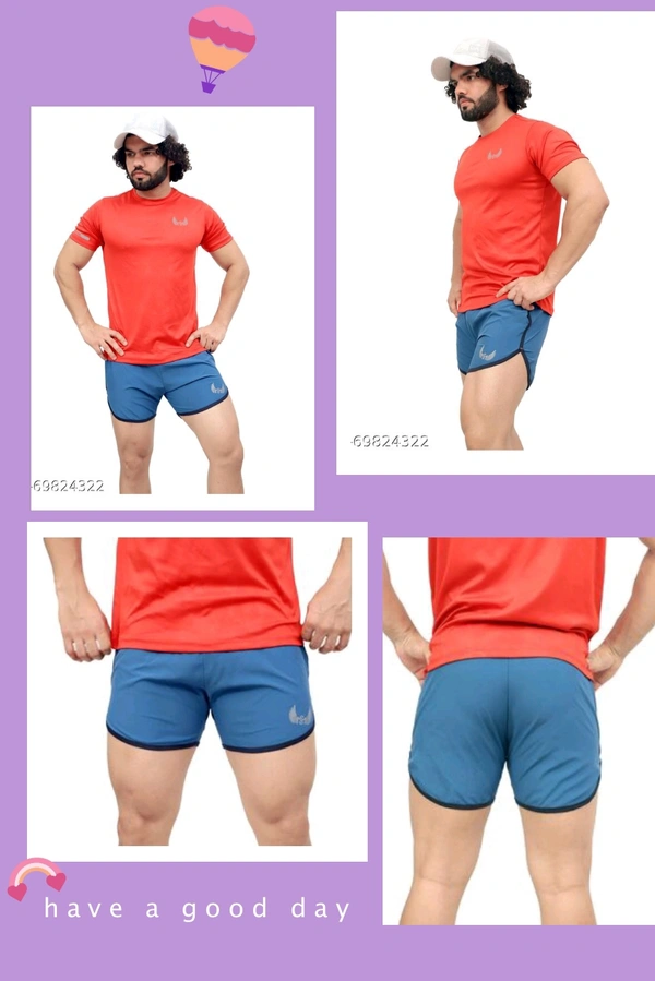 Mens Running Shorts - LIGHT BLUE, 32