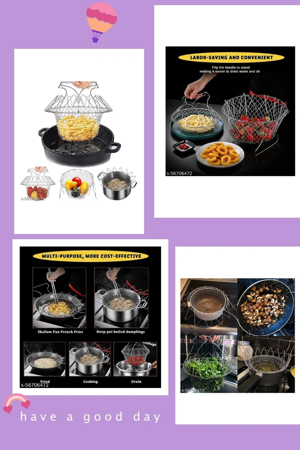 Foldable Steam Rinse Deep Fry Basket