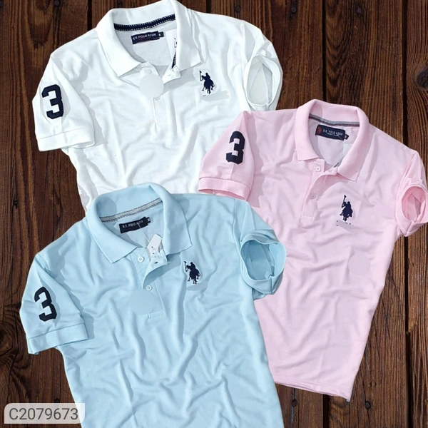 Pack Of 3 Men's Half Sleeves Polo Casual T-Shirt - COMBO 3, LARGE
