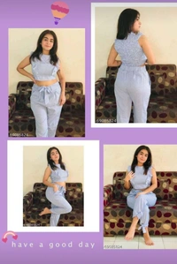 Sleeveless Top Bottom Set / Two Piece Set - LARGE