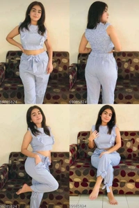 Sleeveless Top Bottom Set / Two Piece Set - LARGE
