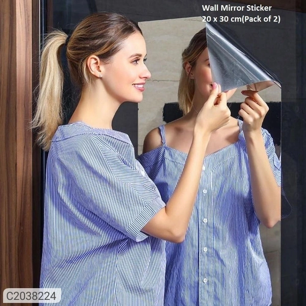 Mirror Sticker - Rectangle Self Adhesive Silver Reflective Solar Film Mirror Sticker - Pack Of 2