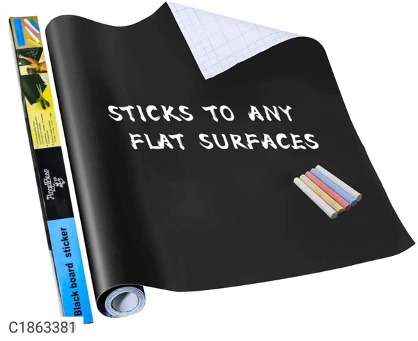 Black Board Sticker With 5 Chalks