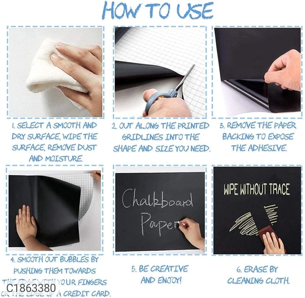 Black Board Sticker With 5 Chalks
