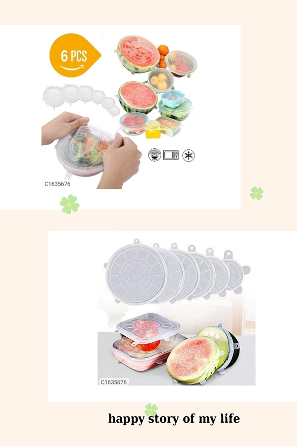 Reusable Silicone Stretch Lids For Food Cover ( Set of 6 ) - Set Of 6