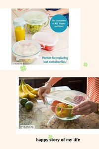 Reusable Silicone Stretch Lids For Food Cover ( Set of 6 ) - Set Of 6