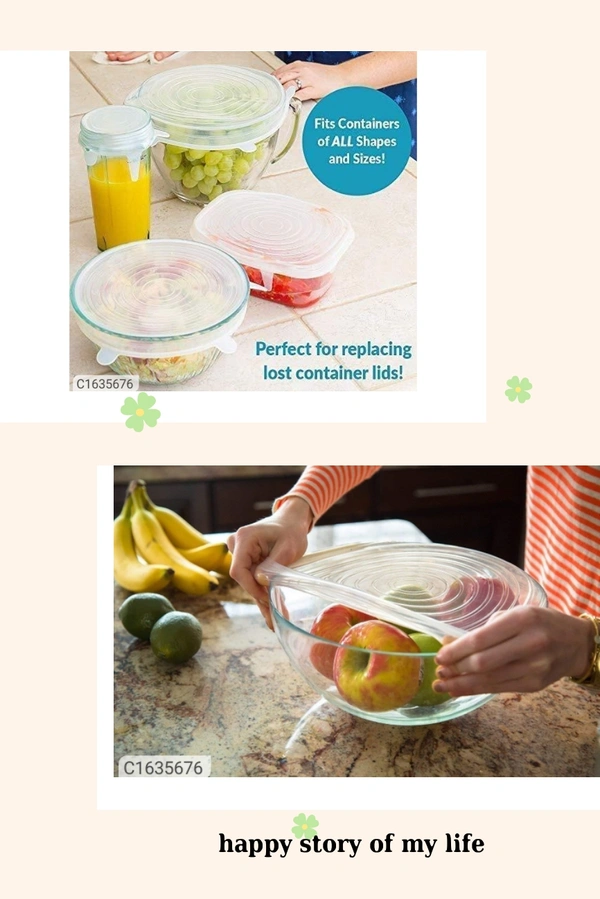 Reusable Silicone Stretch Lids For Food Cover ( Set of 6 ) - Set Of 6