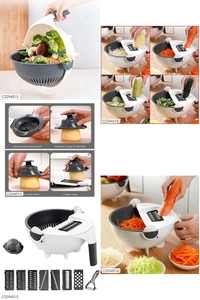 9 In 1 Multipurpose Magic Rotate Vegetable Cutter With Drain Basket