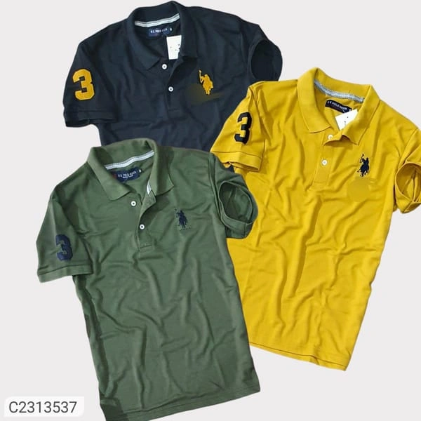 Mens Polo Neck T-Shirt Pack Of 3 - COMBO 1, L
