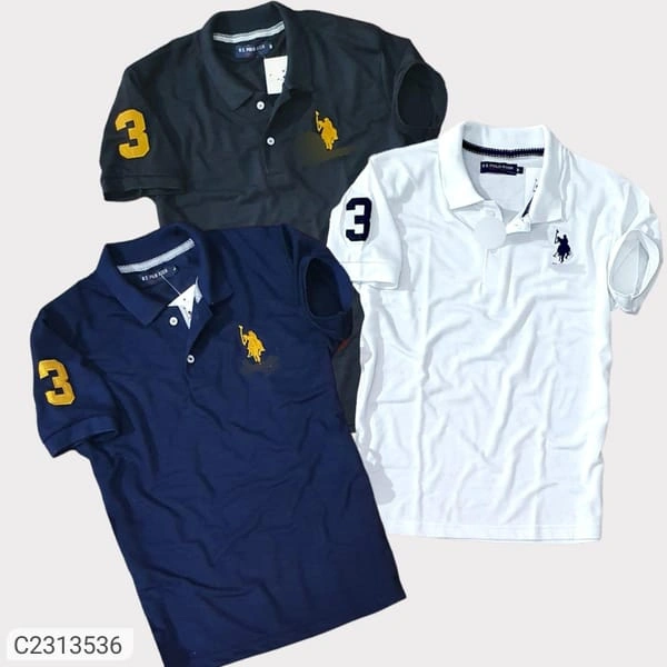 Mens Polo Neck T-Shirt Pack Of 3 - COMBO 2, L
