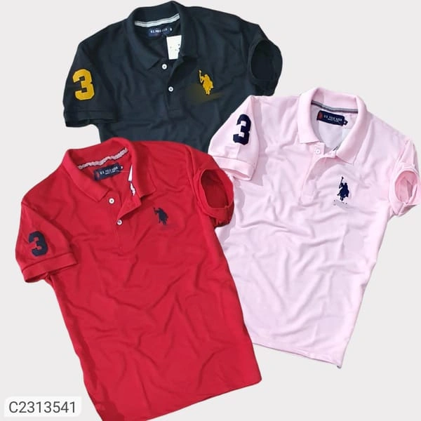 Mens Polo Neck T-Shirt Pack Of 3 - COMBO 3, XXL
