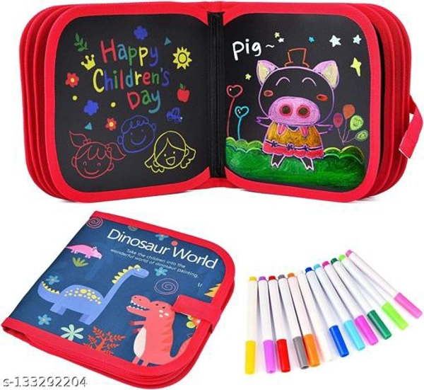 Erasable Reusable Drawing Doodle Book With 12 Color Pens & 2 Cleaning Wipes