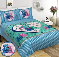 Jaipuri Pure Cotton Queen Size Double Bedsheet With 2 Matching Pillow Covers - Blue, Queen Size