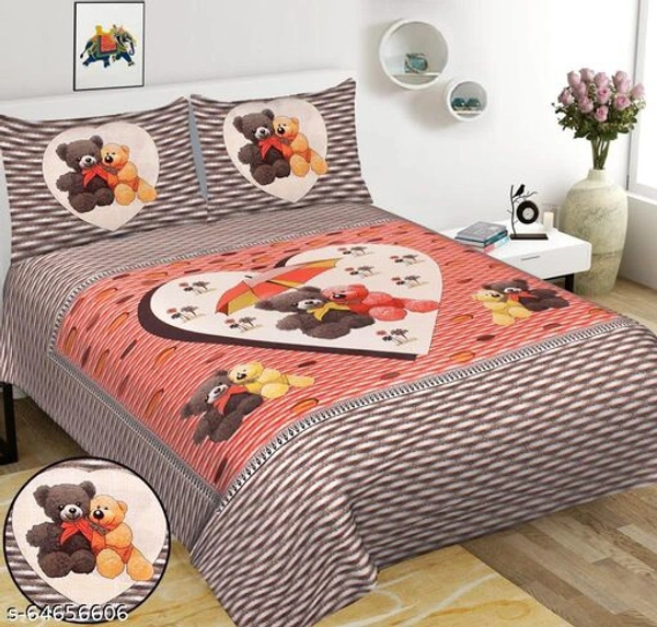 Jaipuri Pure Cotton Queen Size Double Bedsheet With 2 Matching Pillow Covers - Gray, Queen Size