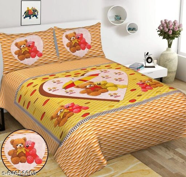 Jaipuri Pure Cotton Queen Size Double Bedsheet With 2 Matching Pillow Covers - Yellow Orange, Queen Size