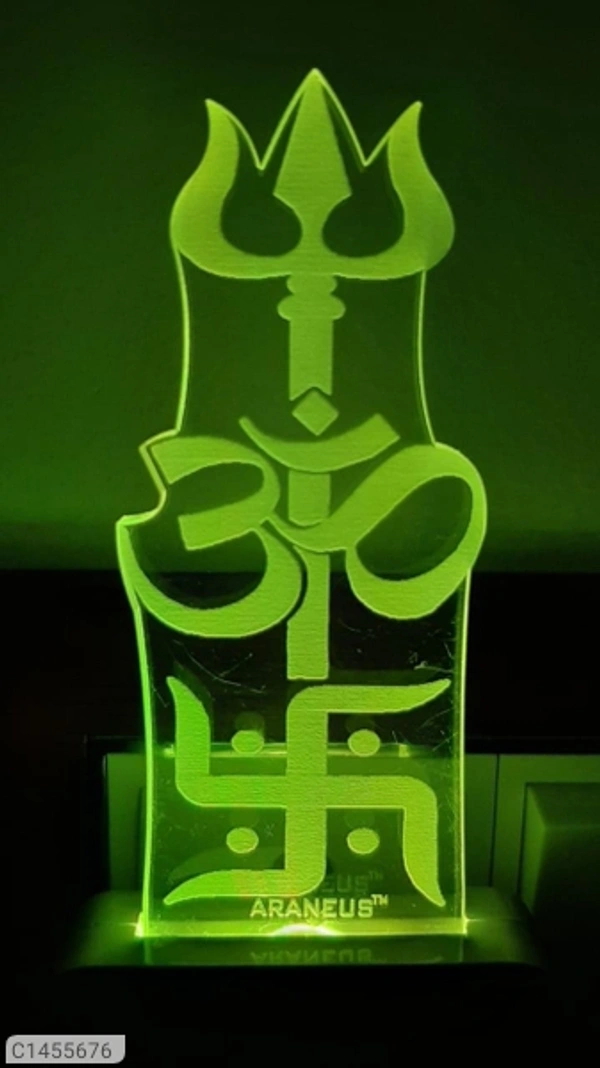 LED 3D Illusion Night Lamp - Trishul Om Swastik