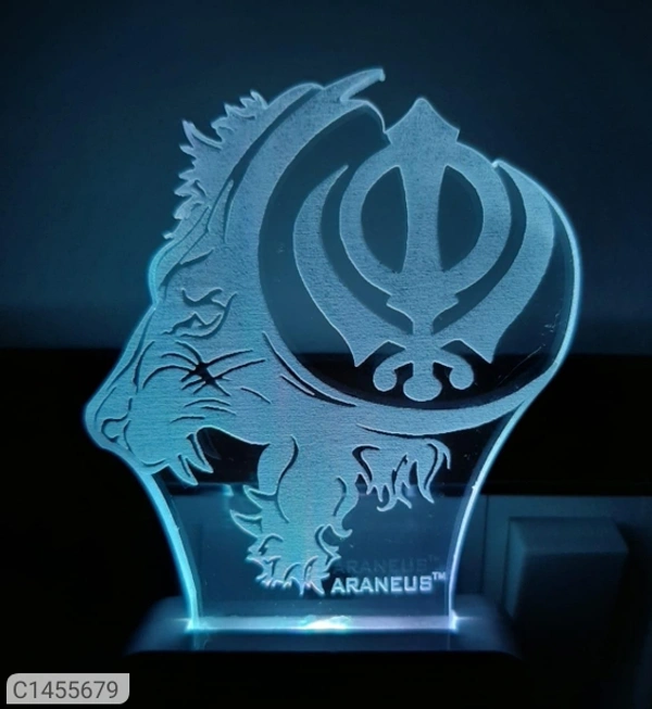 LED 3D Illusion Night Lamp - Lion With Sikh Symbol