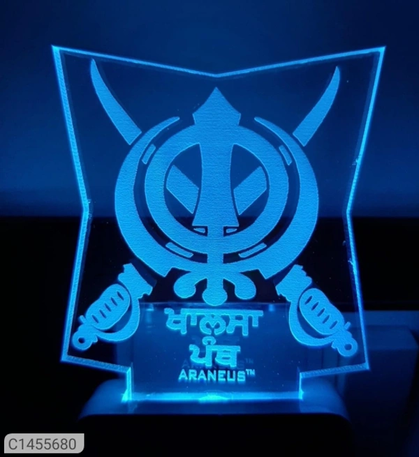 LED 3D Illusion Night Lamp - Sikh Khanda