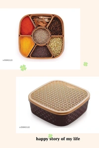 7 Section Square Heavy Duty Plastic Masala Box For Kitchen  (700ml)