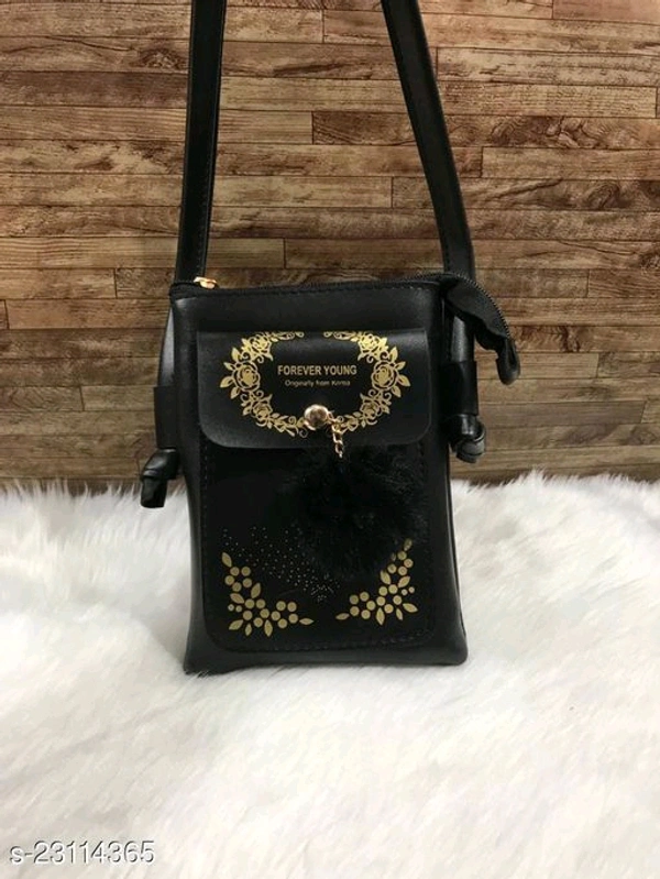 Women's PU Sling Bags - Black