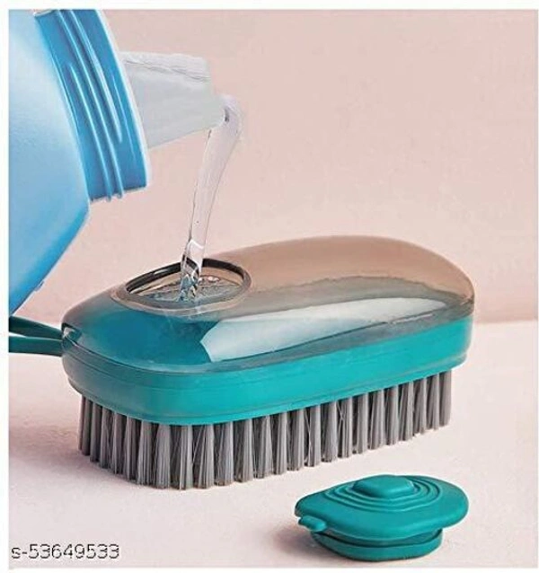 Multipurpose 3 in 1 Cleaning Brush/Scrubber/Spong with Refillable Liquid Soap Dispenser