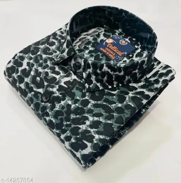 Premium Tiger Printed Full Sleeves Shirt - Pine Green, XL