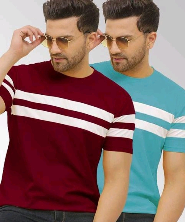 BUY 1 GET 1 FREE MENS HALF SLEEVES T-SHIRT COMBO PACK OF 2 - Maroon With Royal Blue, Medium M