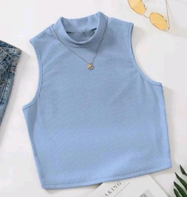 Sleeveless Cut Sleeves Top Tshirt For Women - Iceberg, Small