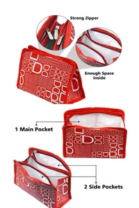 Storage Pouches Makeup/Medicine/Jewellery/Travelling (Pack Of 3) - Red